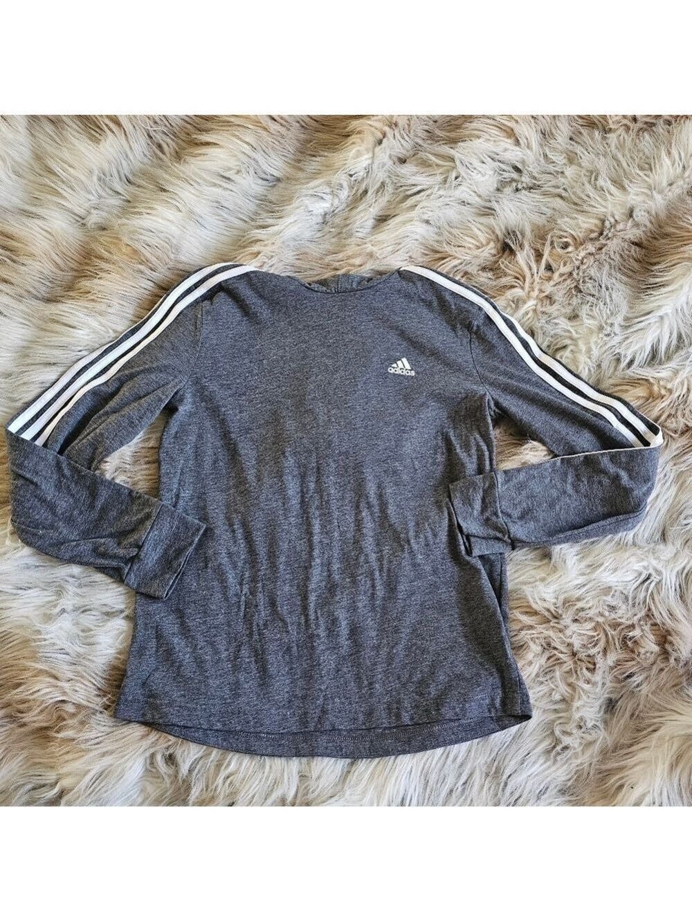 Adidas Gray Long Sleeve Hooded Shirt
